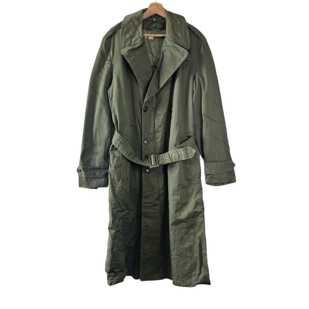 US Military Men's Medium Long Over Coat w/Wool Liner OG 107 Early Vietnam 50s